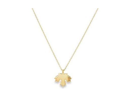 18K Yellow Gold Maple Leaf Pendant Necklace